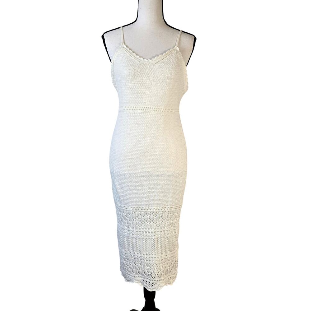 Freshman 1996 Slip Dress Women's S Cream Crochet Y2K Coquette Cottage Feminine
